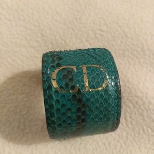 Christian Dior Green Signature Slap Bracelet
